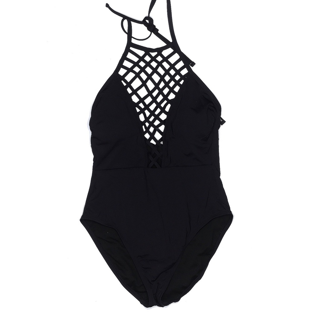Kenneth Cole Black Lace Up Swimsuit